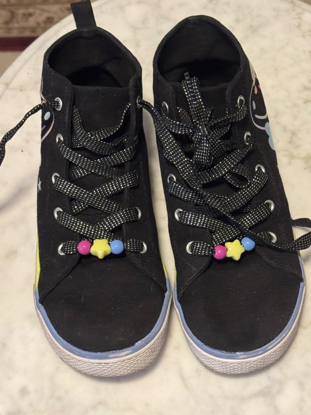 The Children's Place Black High-Top Sneakers with Pink Yellow Blue Star Beads